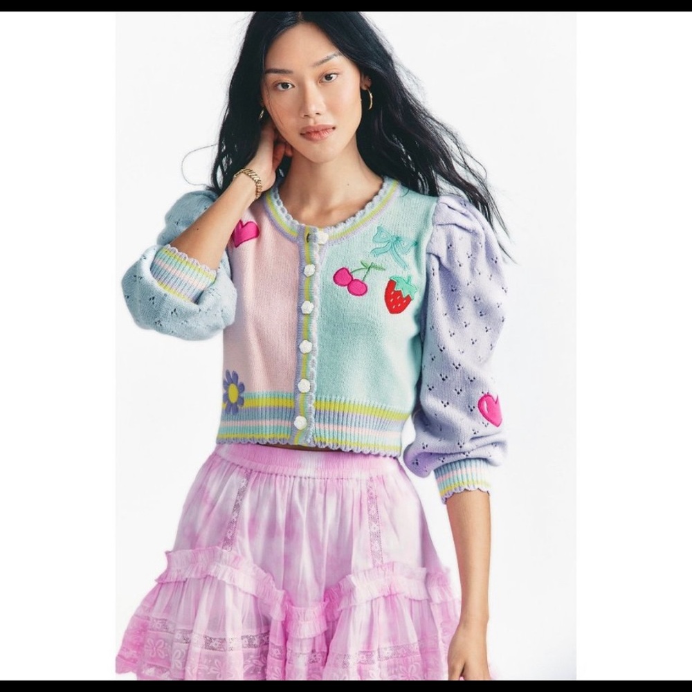 Loveshackfancy vesper cropped cardigan. Size xs